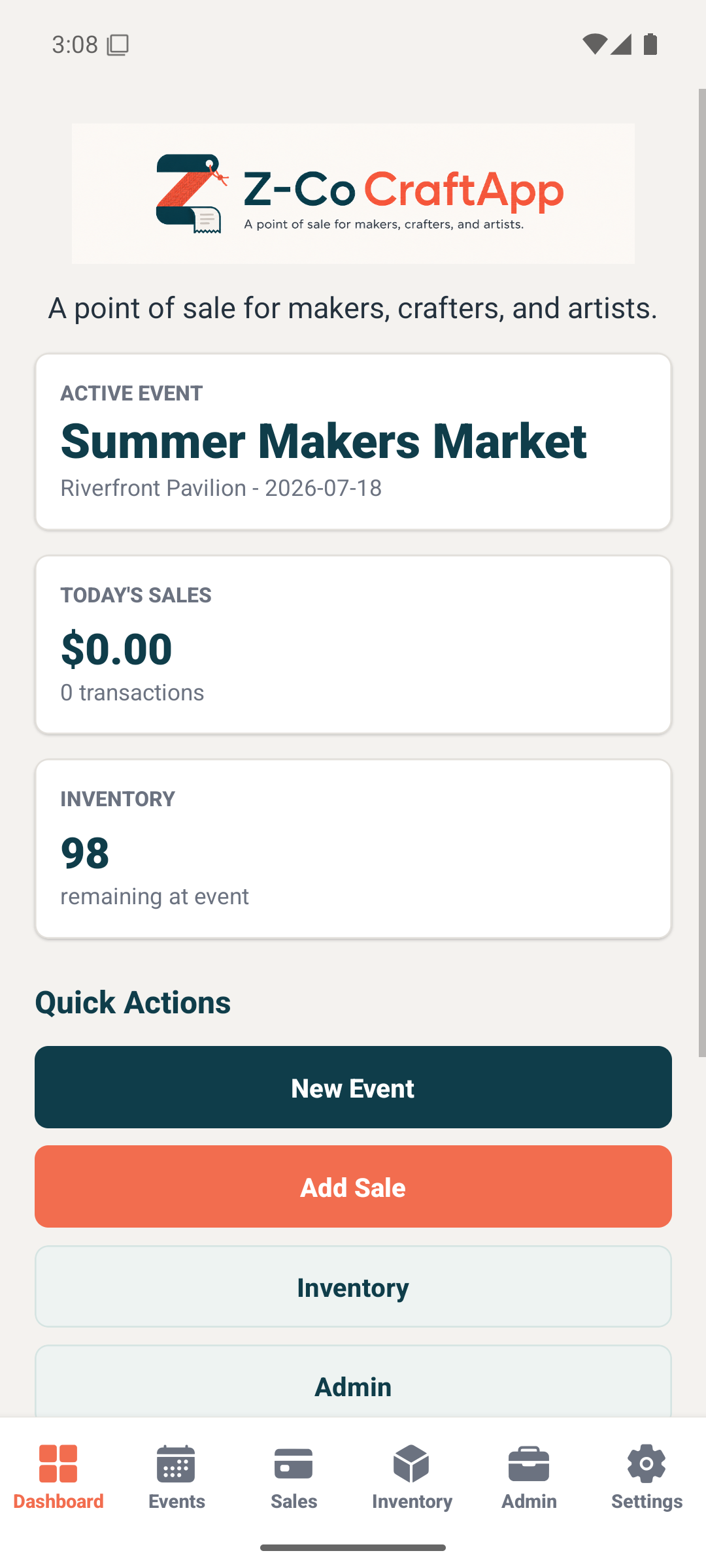 Z-Co CraftApp dashboard screenshot