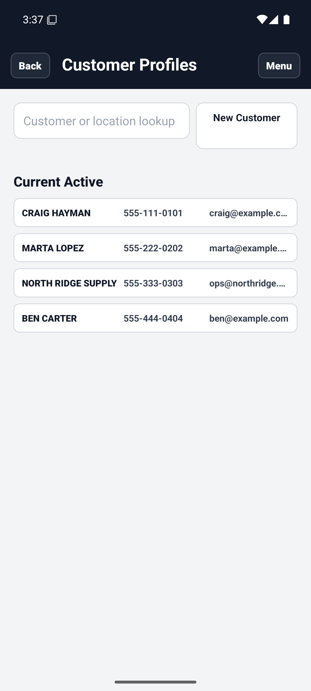 English customer profiles